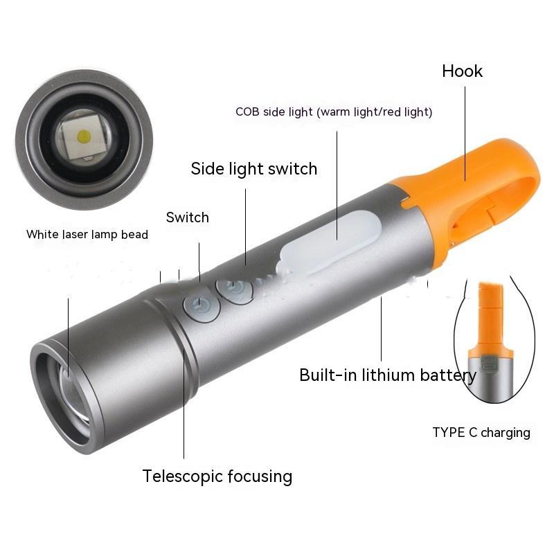 Illuminate Your Adventures with Our Outdoor Camping Waterproof Long-range White Laser Flashlight